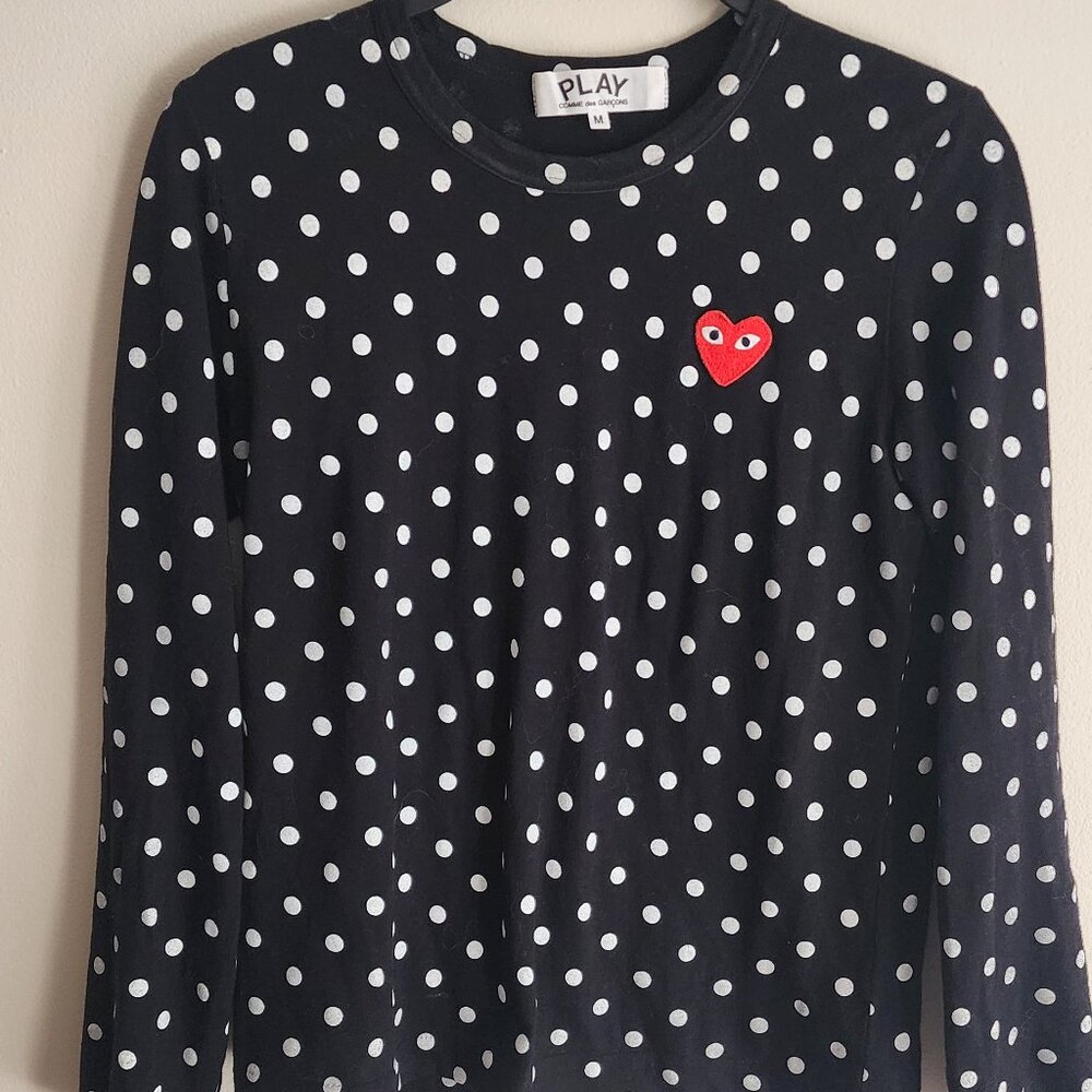 Commes De Garcons PLAY Black/White Polka Dot Tee Med